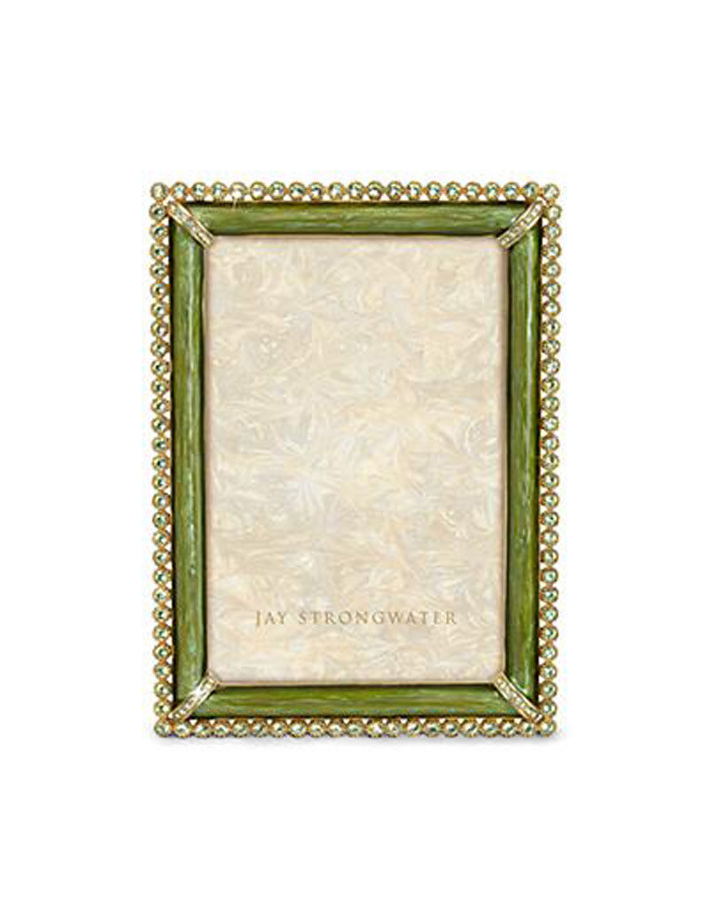 Jay Strongwater Lorraine Leaf Stone Edge 4 x 6 Inch Picture Frame