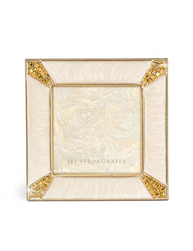 Jay Strongwater Leland Gold Pave Corner 2 Inch Square Picture Frame