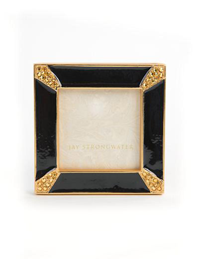 Jay Strongwater Leland Black Pave Corner 2 Inch Square Picture Frame