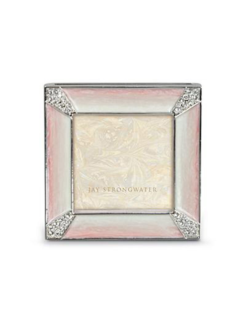 Jay Strongwater Leland Pale Pink Pave Corner 2 Inch Square Picture Frame