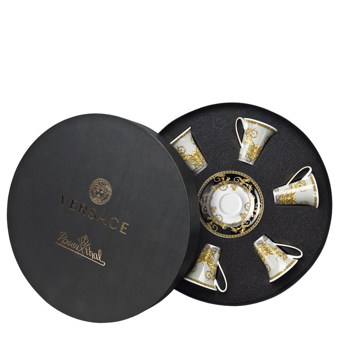Versace Prestige Gala AD Cup & Saucer Set of Six Rount Hat Box