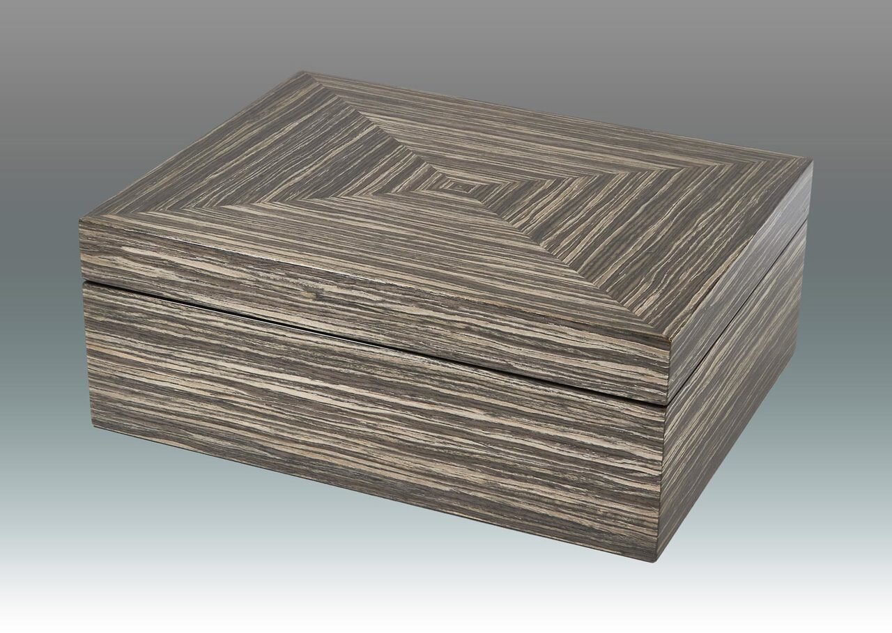 Tizo Wood Box Grey Geometric
