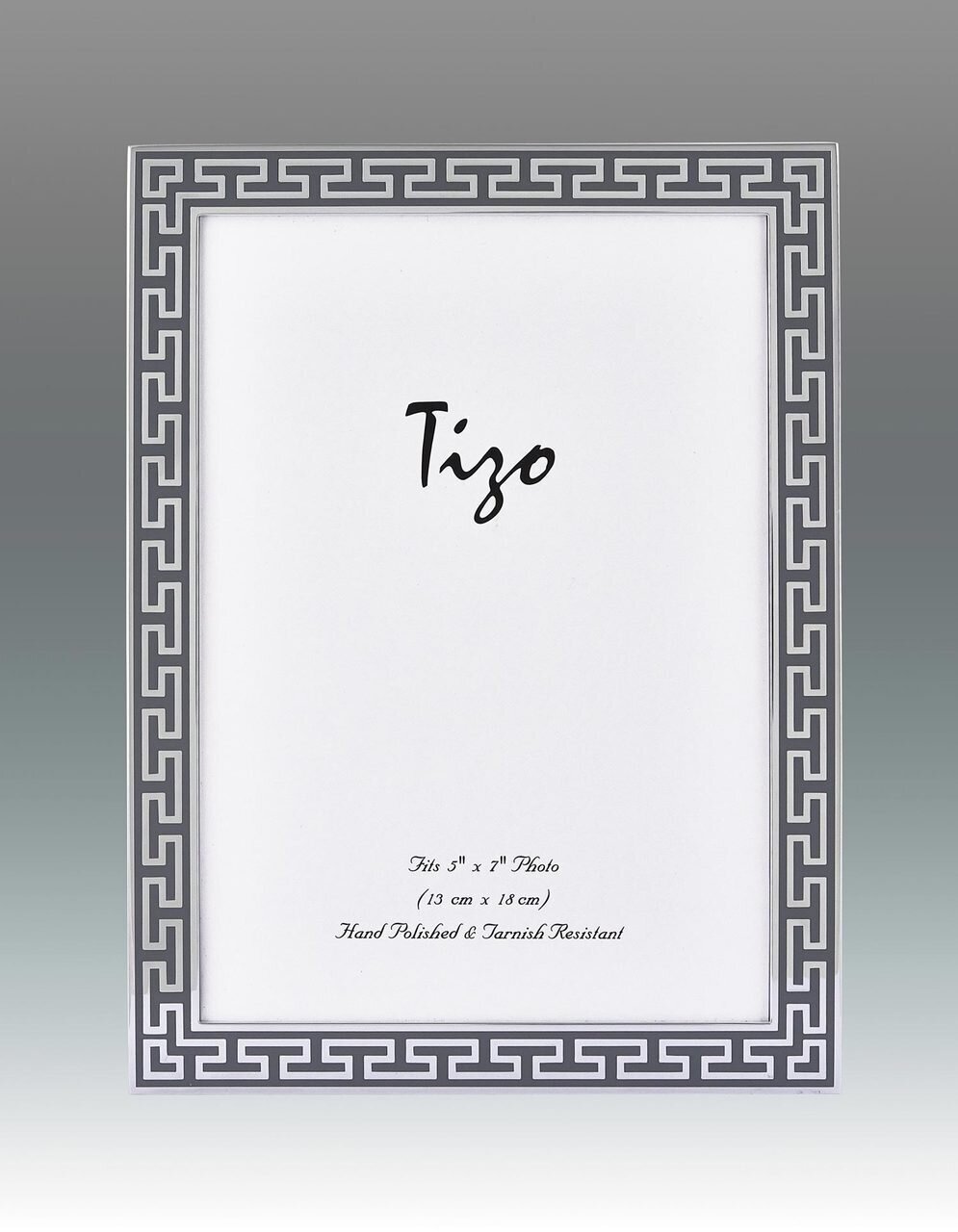 Tizo Grey Greek Key Enamel Picture Frame 4 x 6 Inch