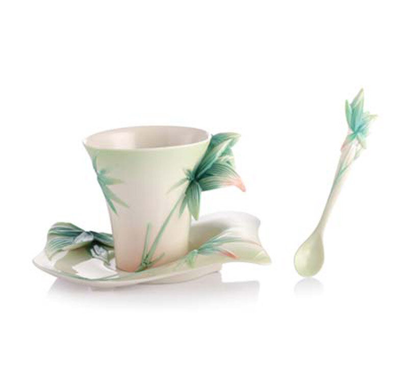 Franz Porcelain Tea Cup Saucer Spoon Four Seasons Bamboo FZ02923