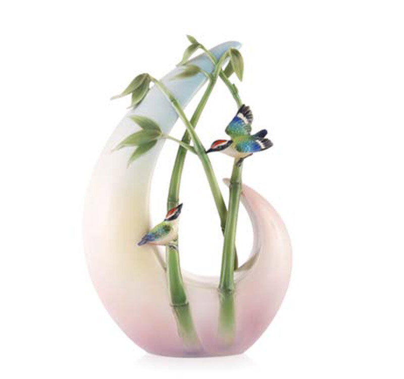 Franz Porcelain Vase Bamboo Song Bird FZ03593