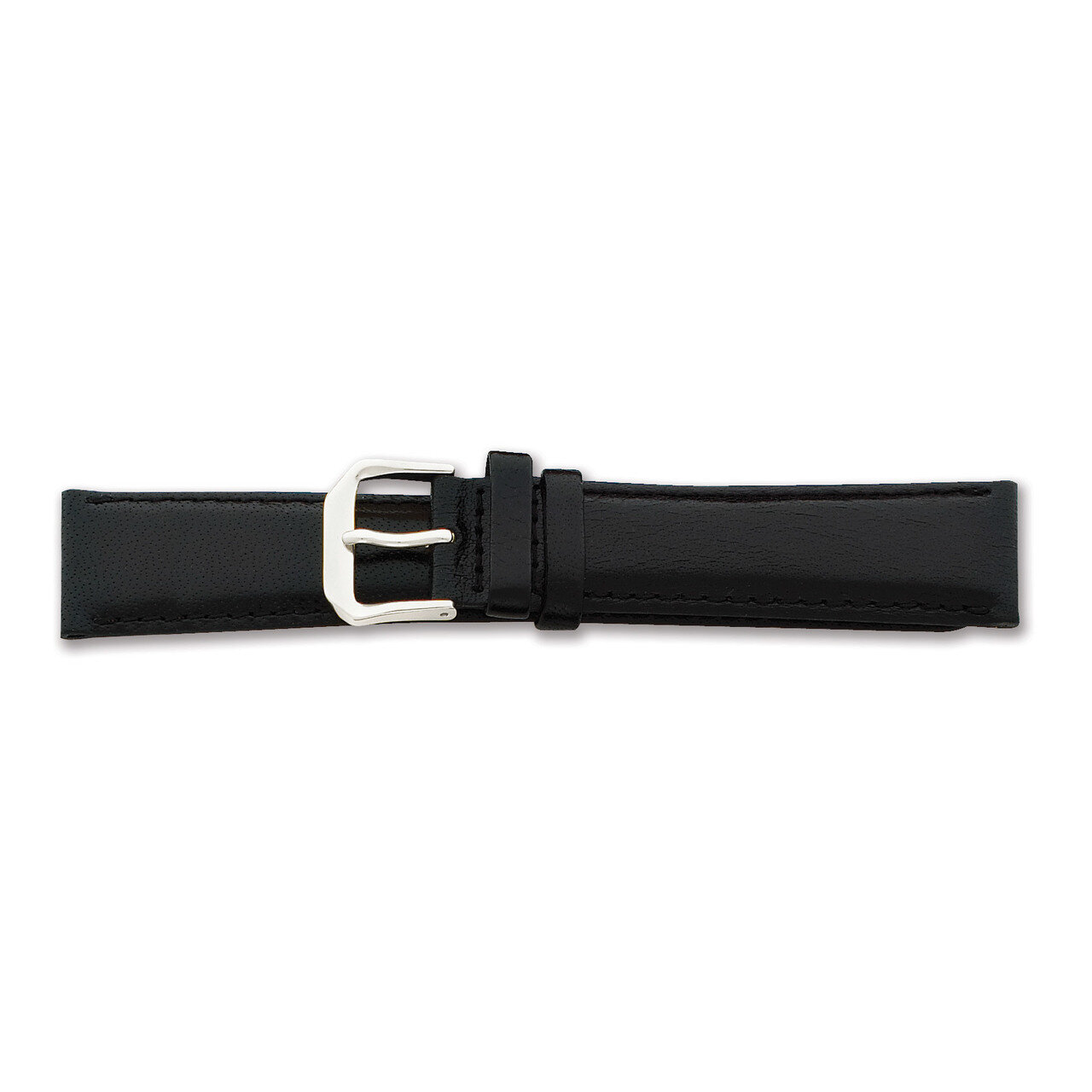 18mm Black Smooth Leather Silver-tone Watch Band Extra Long Silver-tone BAW8EL-18, MPN: BAW8EL-18, …