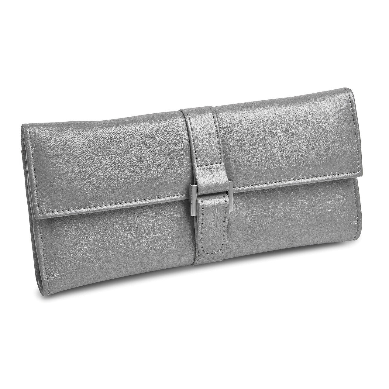 Silver Leather Snap Buckle Jewelry Wallet GM17720