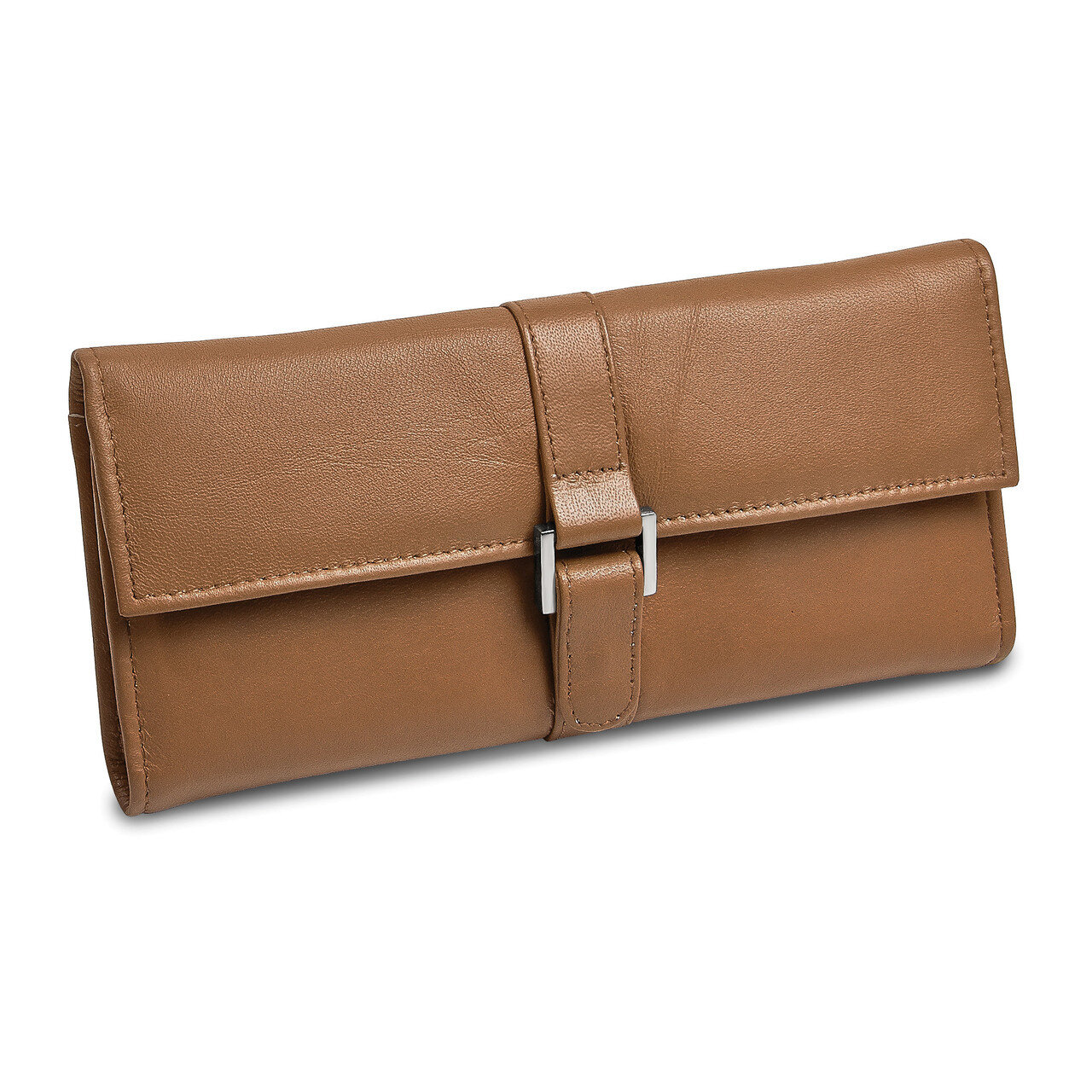 Tan Leather Snap Buckle Jewelry Wallet GM17721