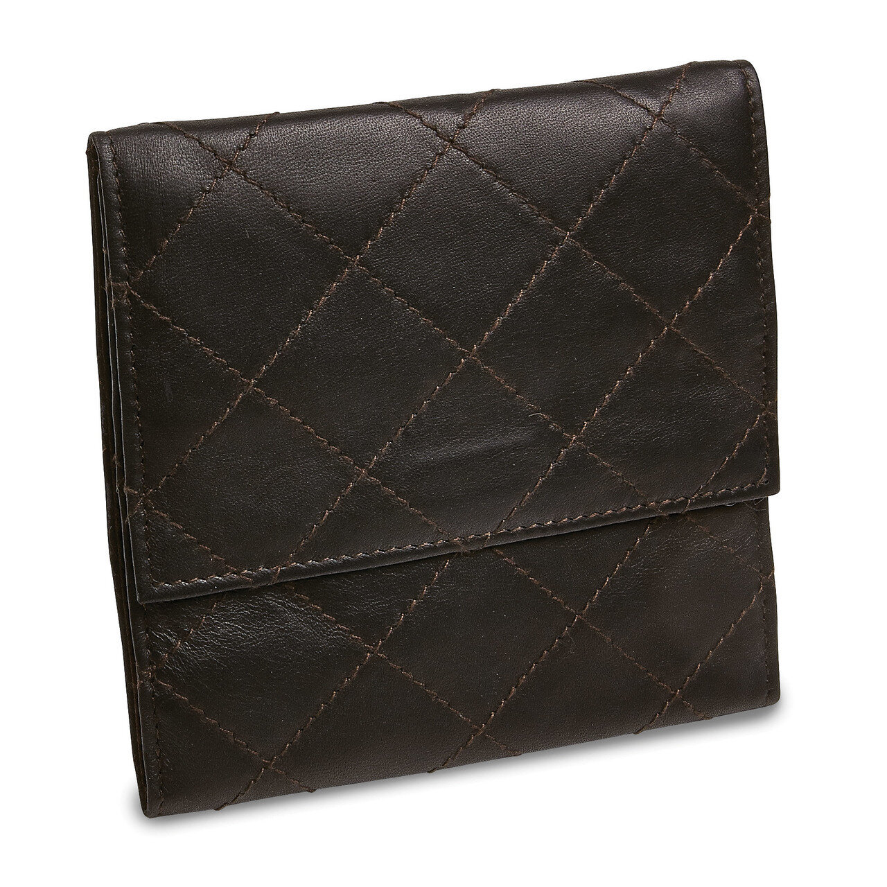 Black Leather Quilted Jewelry Folder GM17722