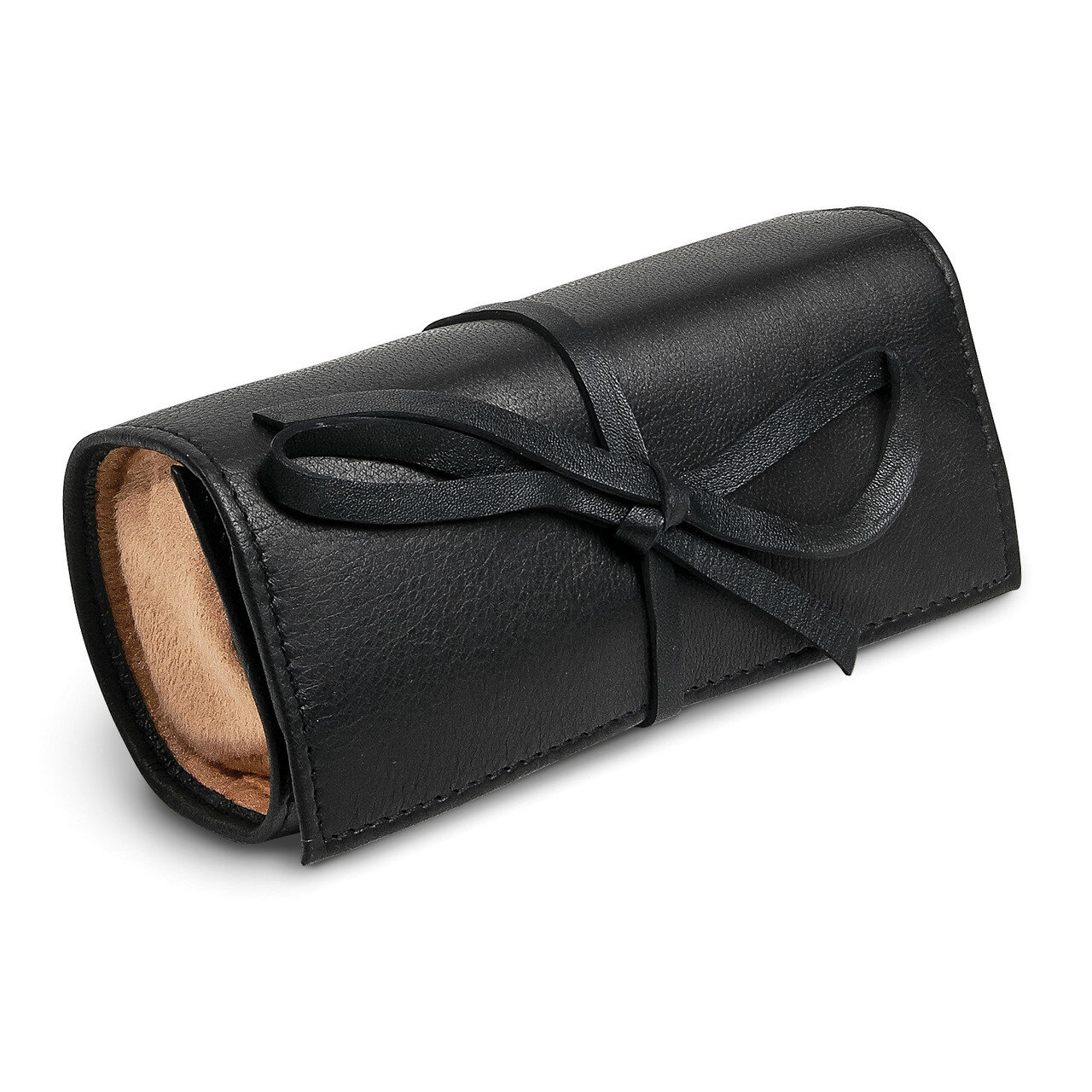 Black Leather Tie Jewelry Roll GM17729