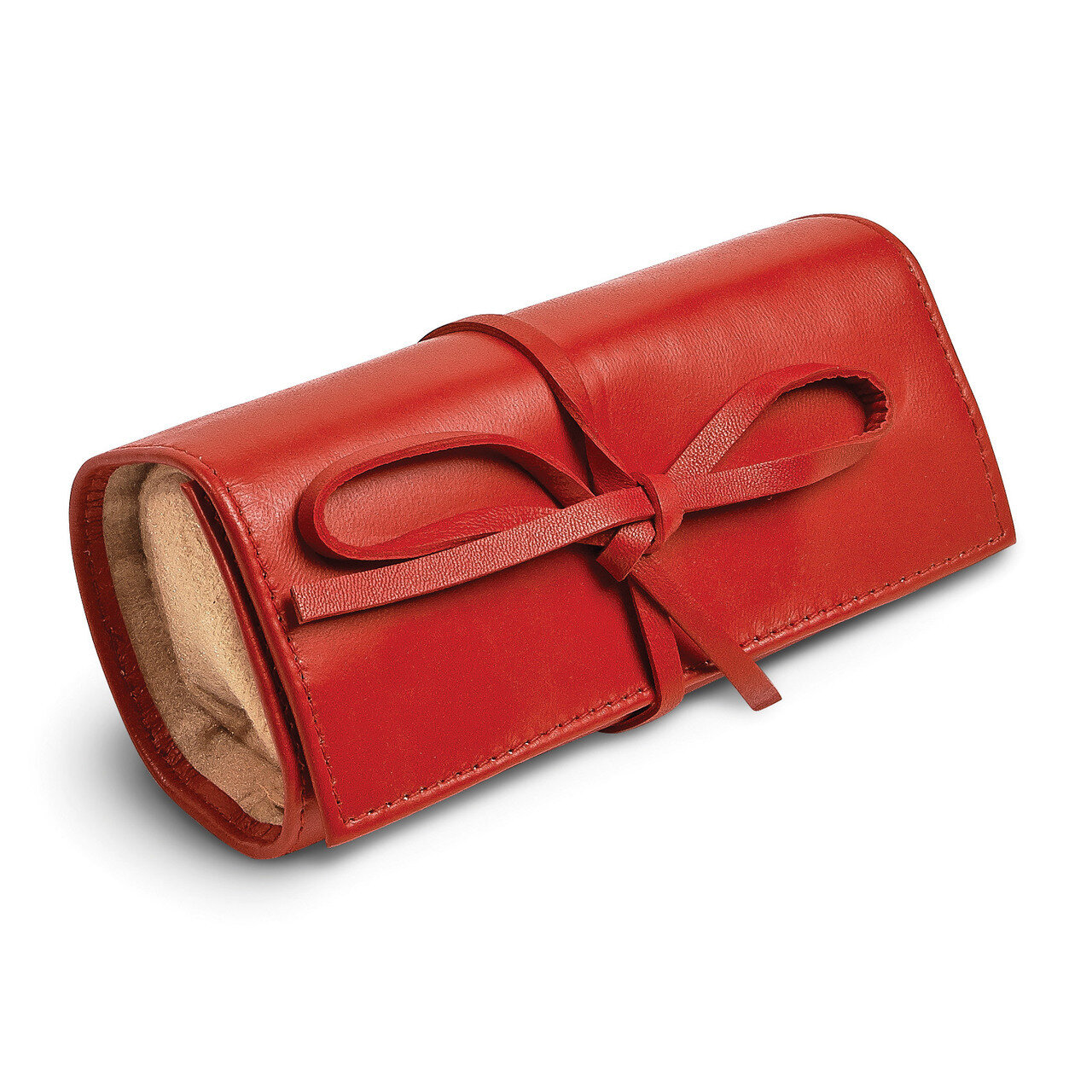 Red Leather Tie Jewelry Roll GM17733