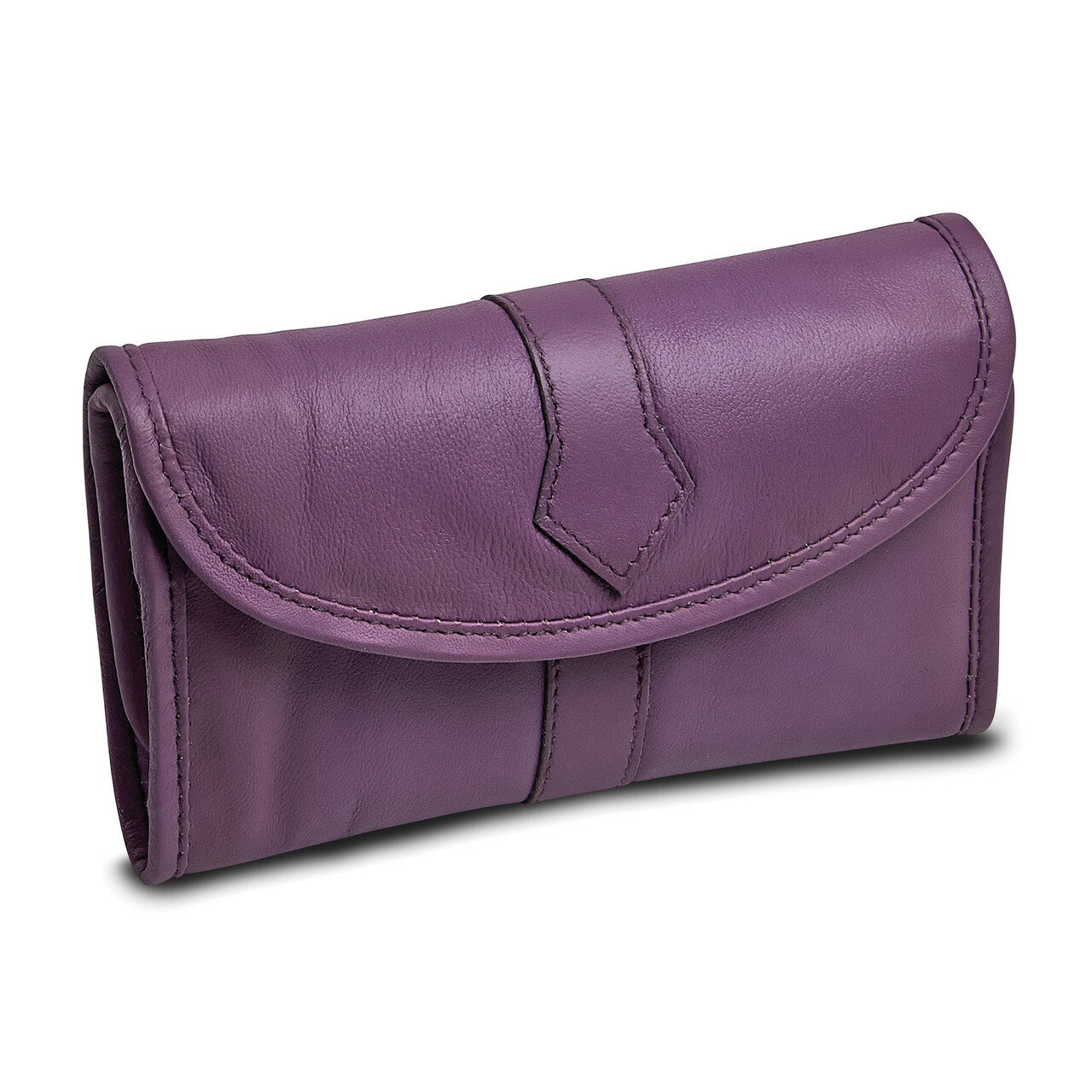 Purple Leather Trifold Jewelry Clutch GM17739