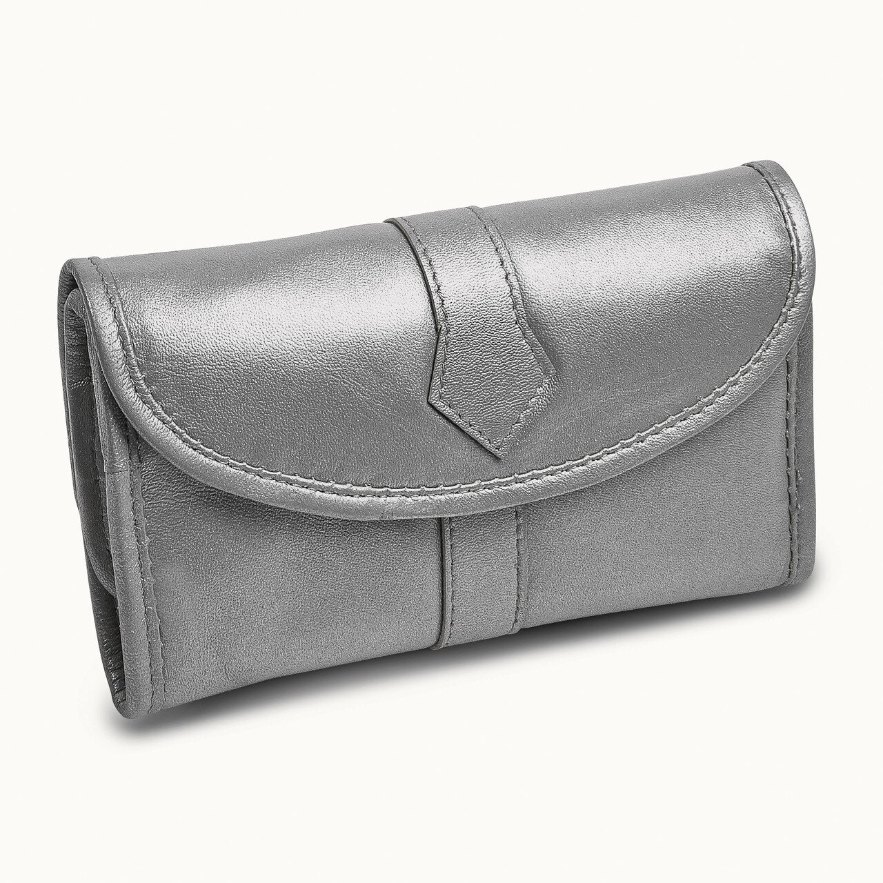 Silver Leather Trifold Jewelry Clutch GM17741