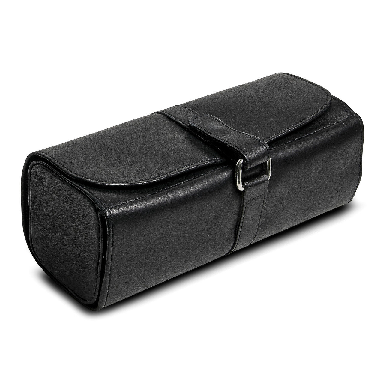 Black Leather Snap Strap Large Jewelry Roll GM17743