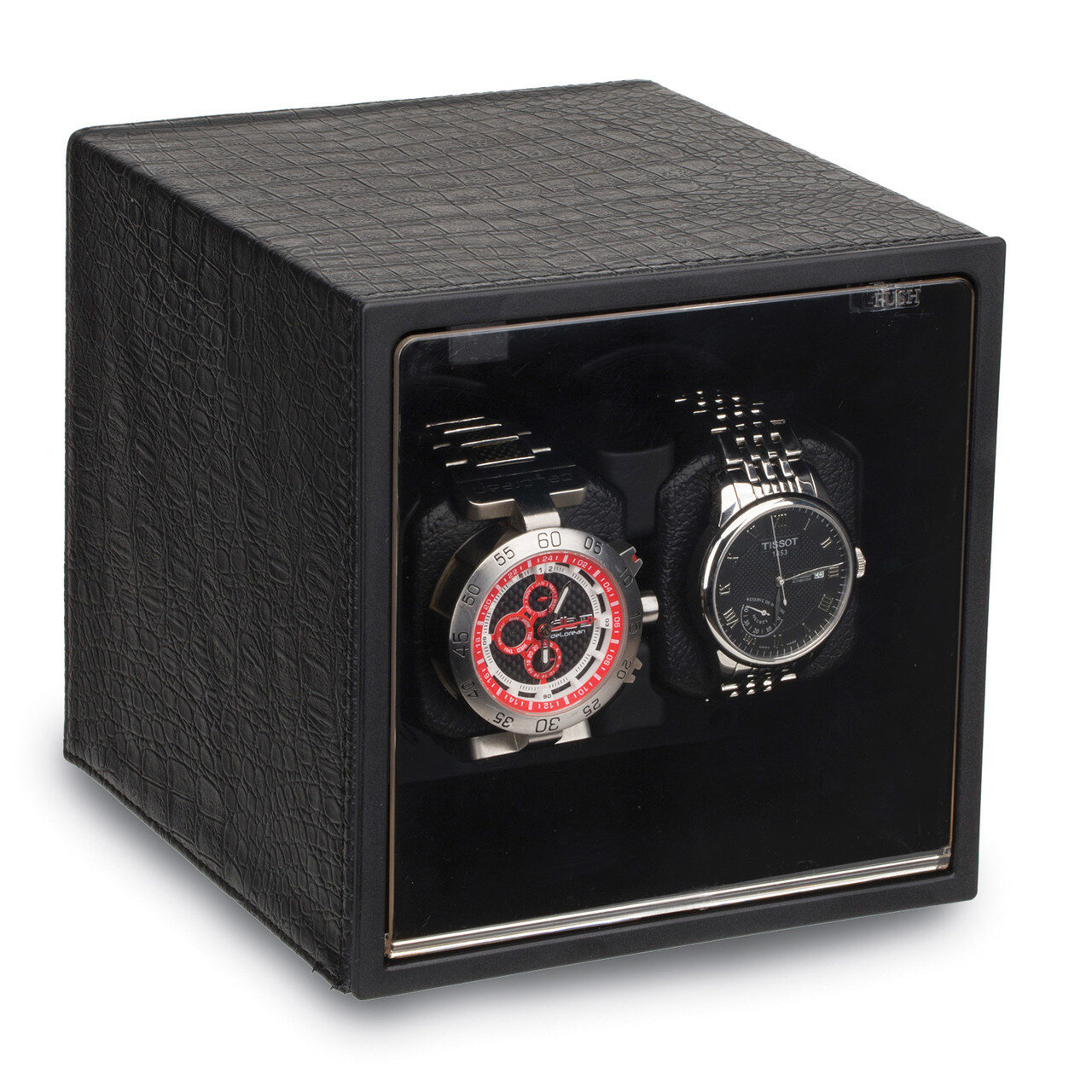 Rotations Black Faux Leather Dual Watch Winder GM18029