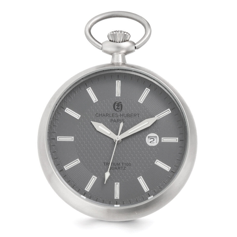 Charles Hubert Open Face Tritium Quartz Pocket Watch Stainless Steel XWA5559, MPN: XWA5559, 8488700…