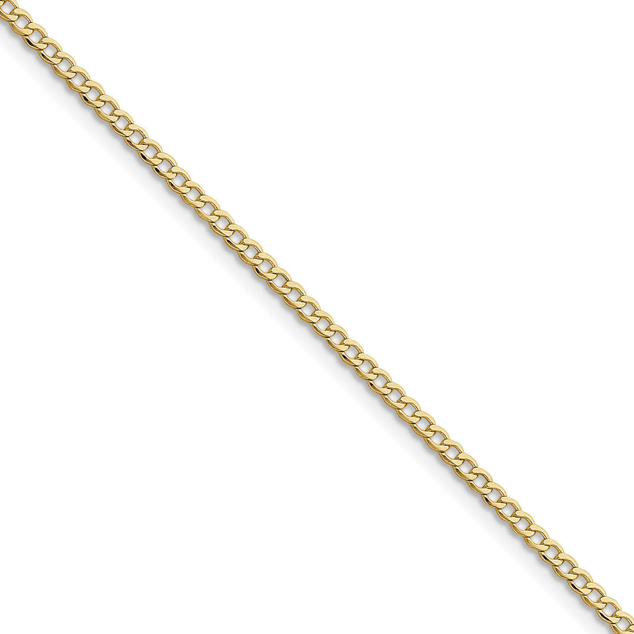 7 Inch 2.5mm Semi-Solid Curb Link Chain 10k Gold 10BC124-7