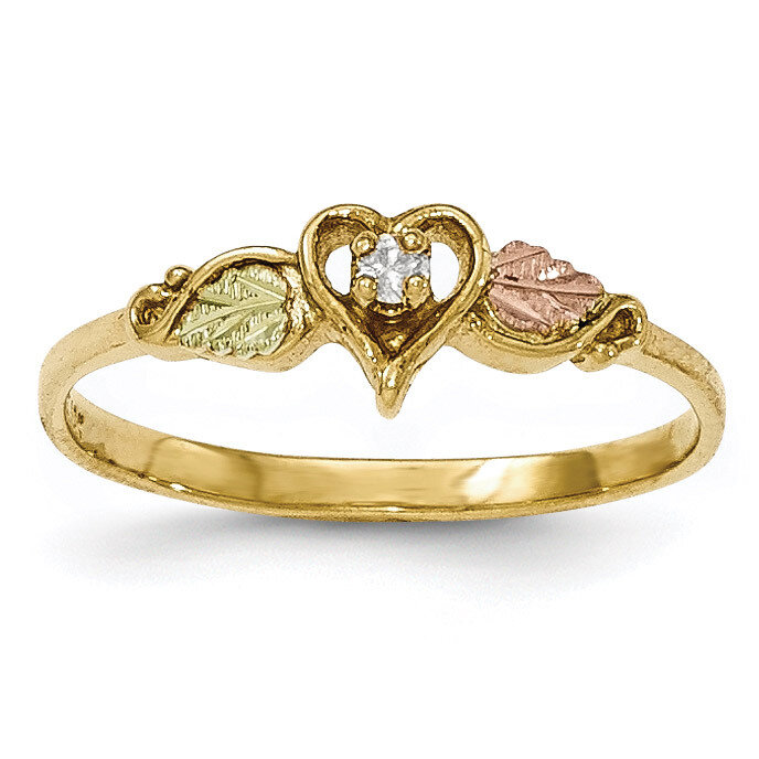 Black Hills Gold Diamond Heart Ring 10k Tri-color 10BH641