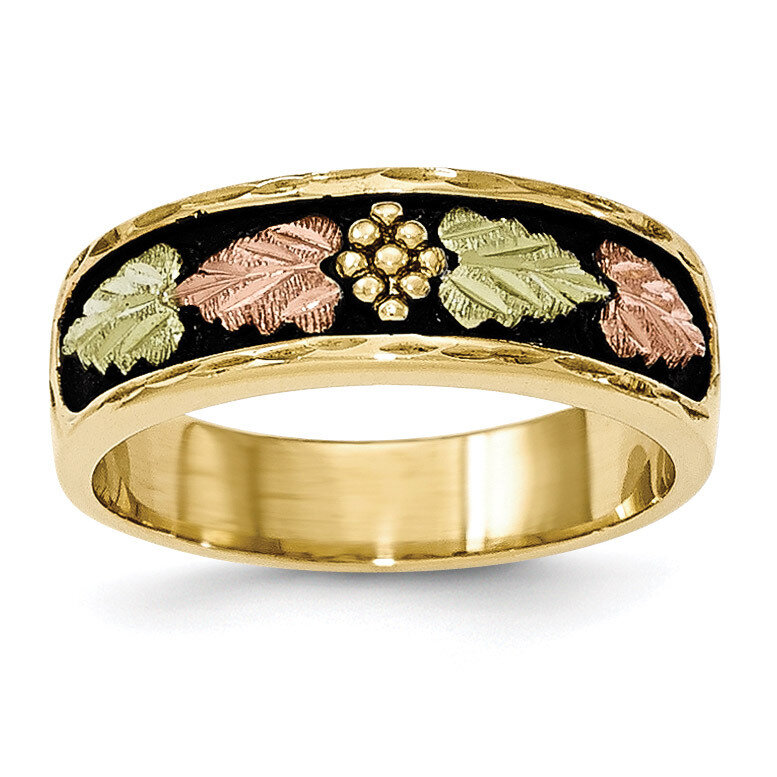 Black Hills Gold Men's Antiqued Ring 10k Tri-color 10BH667
