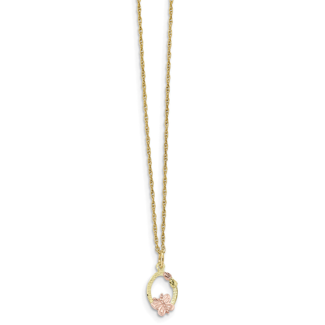 18 Inch Black Hills Gold Butterfly Necklace 10k Tri-color 10BH701-18, MPN: 10BH701-18, 31902620003