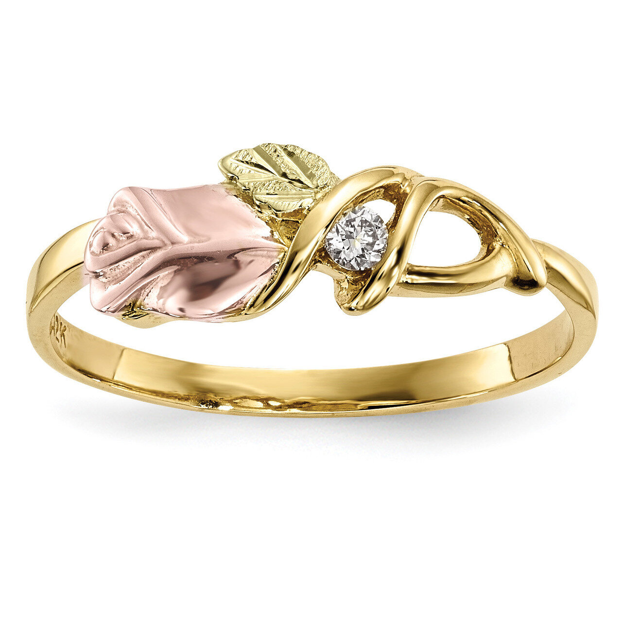 Black Hills Gold Diamond Ring 10k Tri-color 10BH702