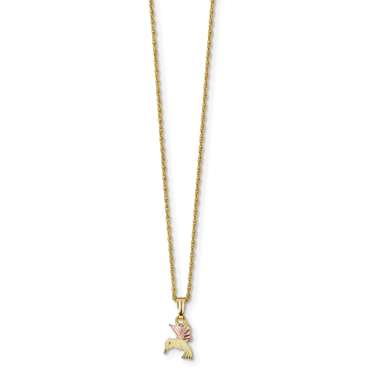 18 Inch Black Hills Gold Hummingbird Necklace 10k Tri-color 10BH708-18