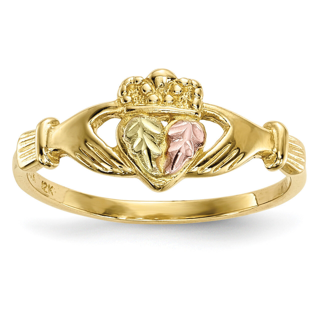 Black Hills Gold Claddagh Ring 10k Tri-color Size 7 10BH709