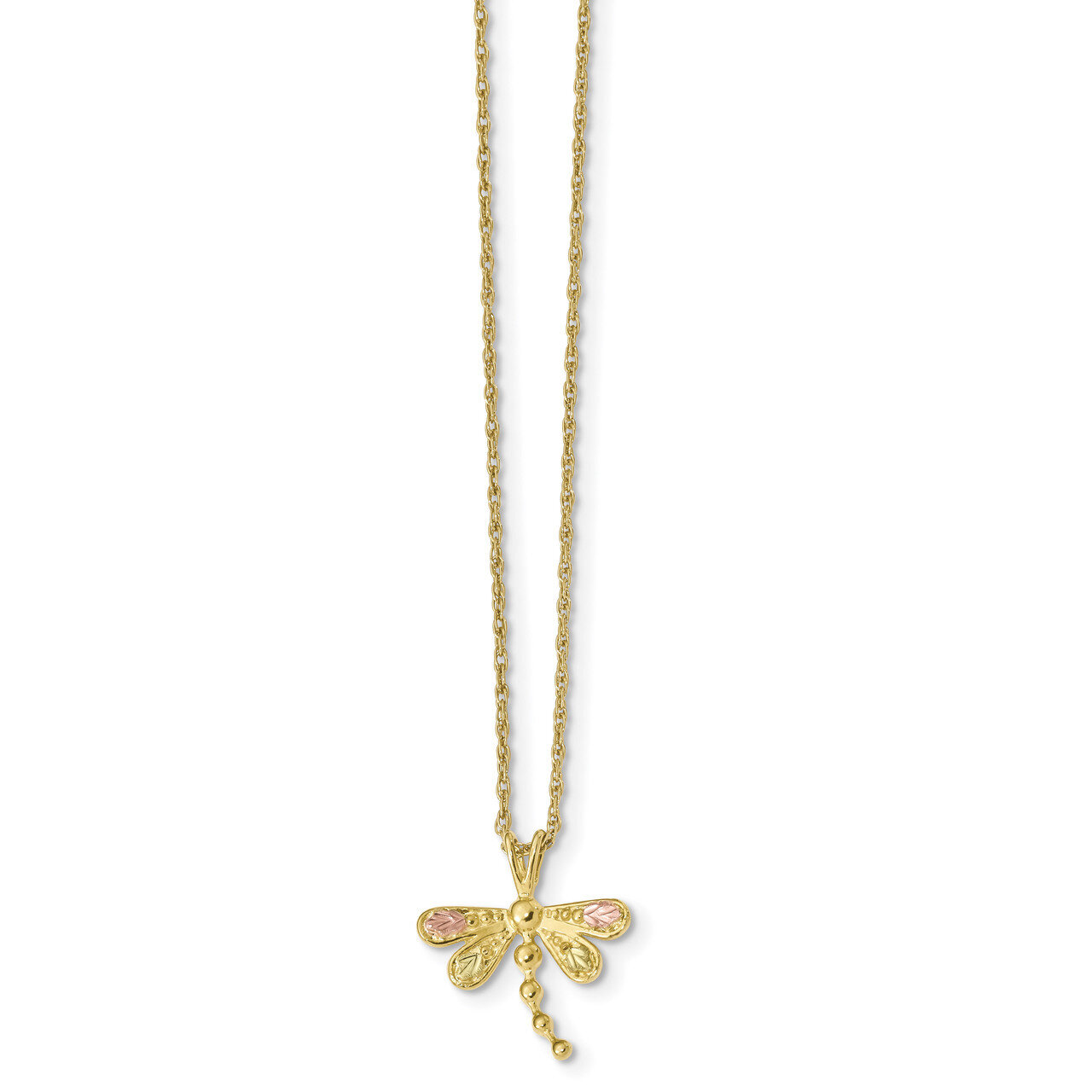 18 Inch Black Hills Gold Dragonfly Necklace 10k Tri-color 10BH713-18, MPN: 10BH713-18, 784715500573