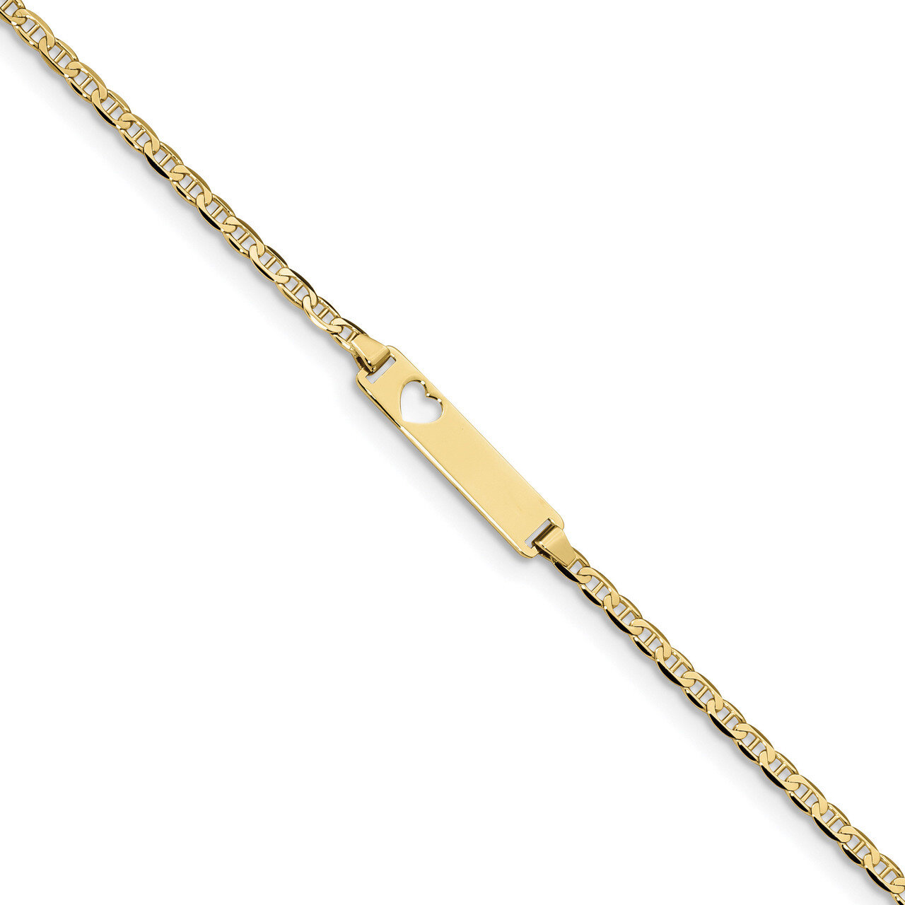 6 Inch Flat Anchor Link ID Bracelet 10k Gold 10BID24-6, MPN: 10BID24-6, 191101567919