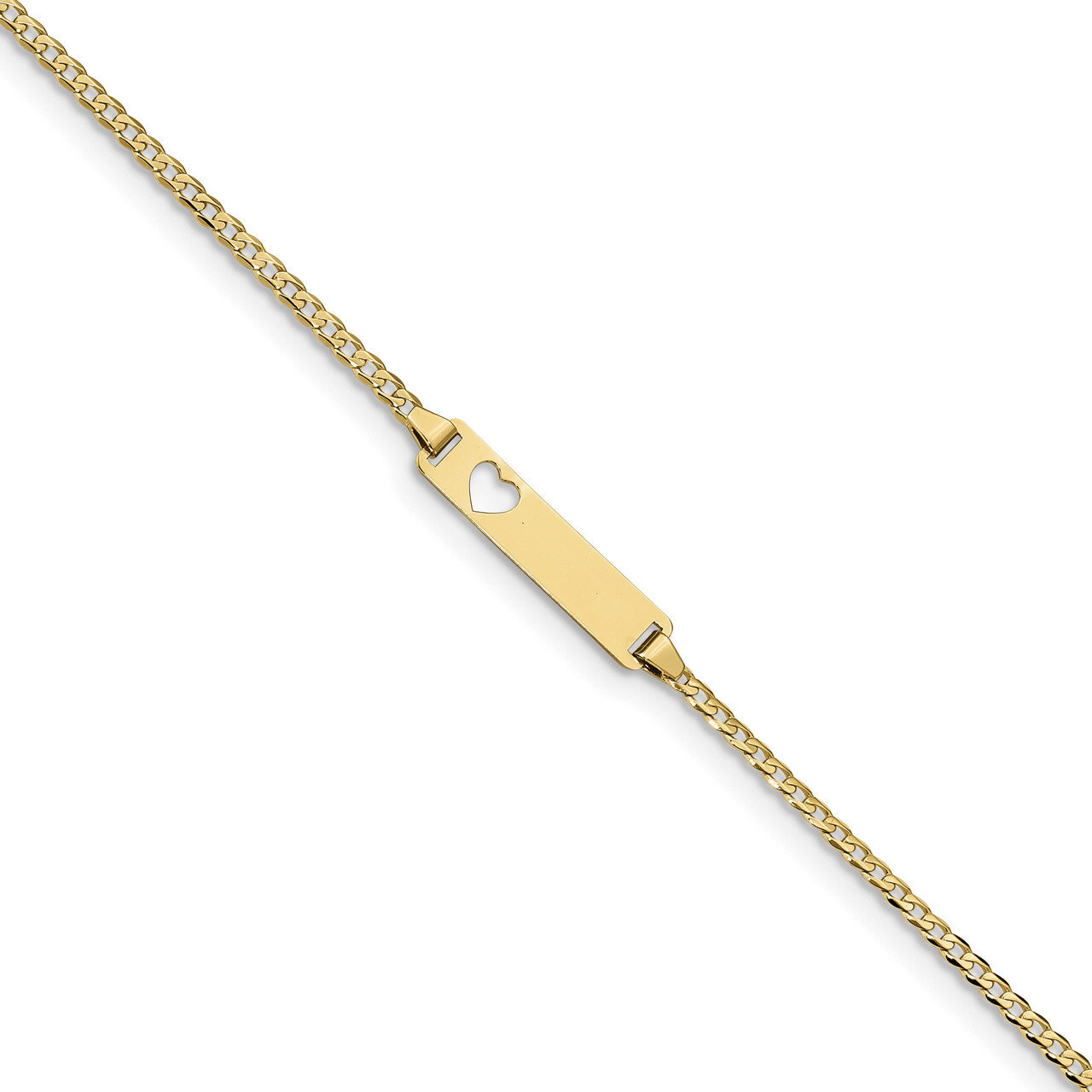 5.5 Inch Flat Curb Link ID Bracelet 10k Gold 10BID27-5.5