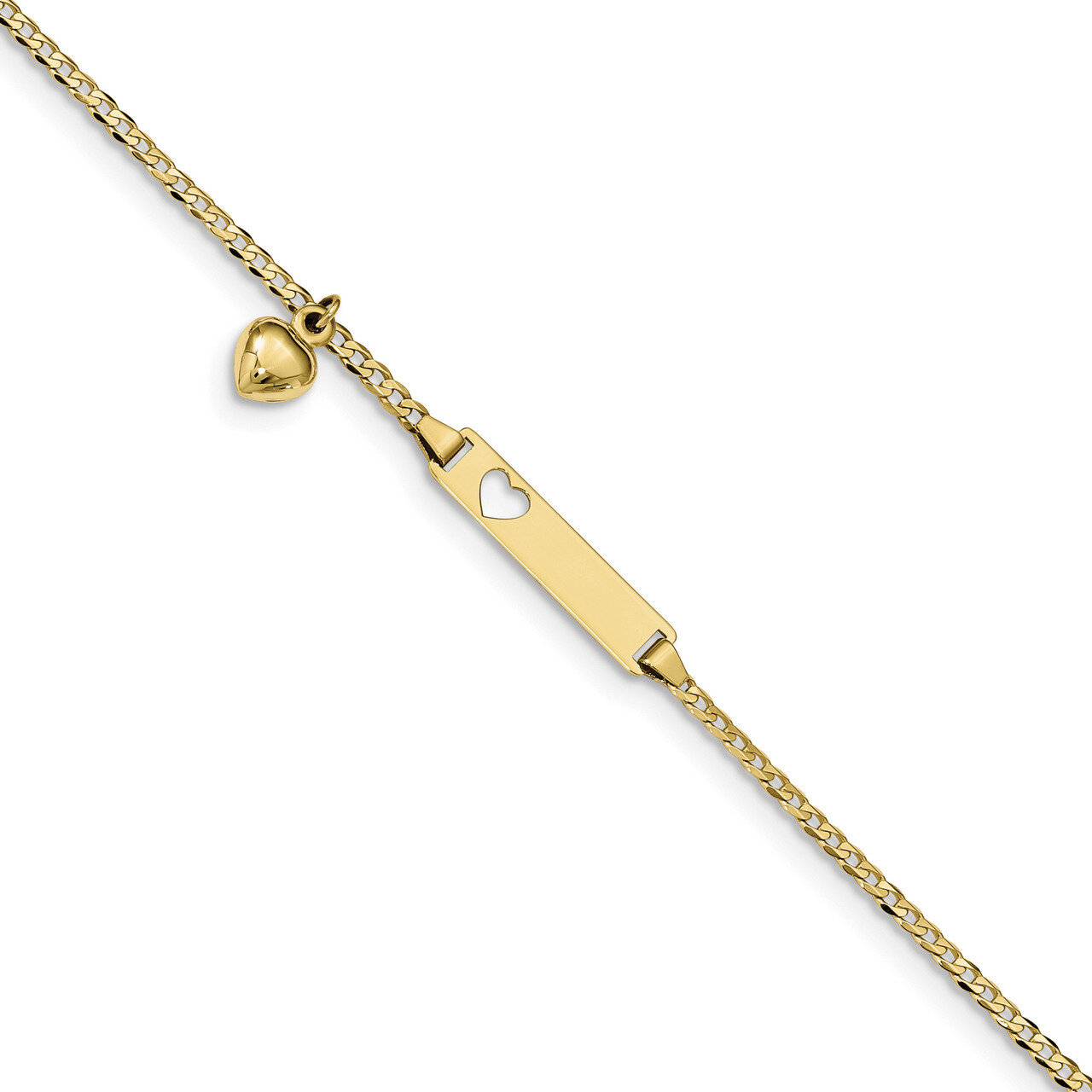 6 Inch Flat Curb Link ID Bracelet 10k Gold 10BID96-6