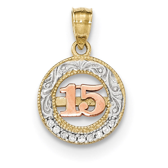 CZ Diamond 15 Round Pendant 10k Gold with 10C1332, MPN: 10C1332, 191101454271