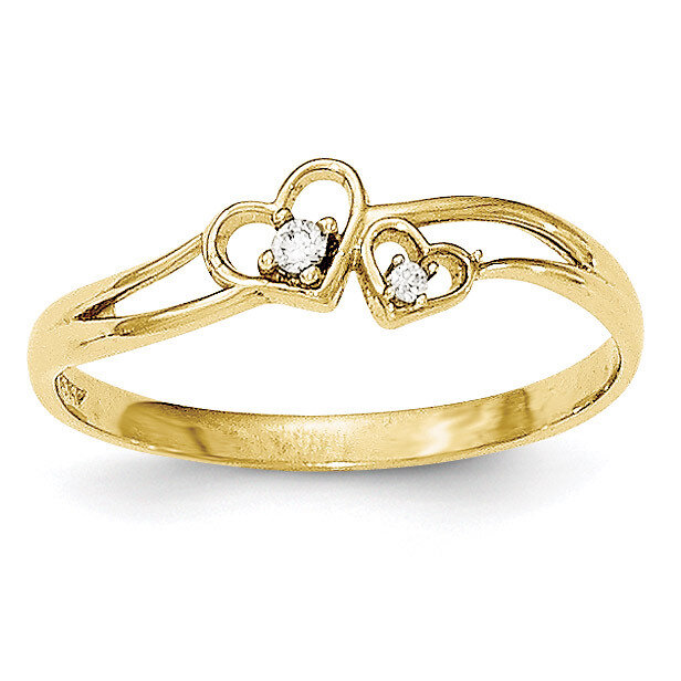 CZ Diamond Double Heart Ring 10k Gold 10C1338
