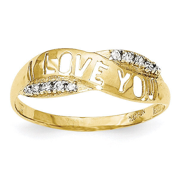 CZ Diamond I Love You Ring 10k Gold with Rhodium 10C1339, MPN: 10C1339, 191101367380