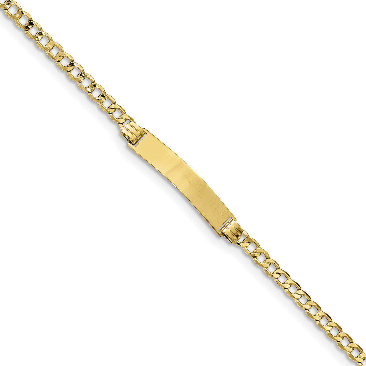 8 Inch Semi-solid Curb Link ID Bracelet 10k Gold 10DCID106-8