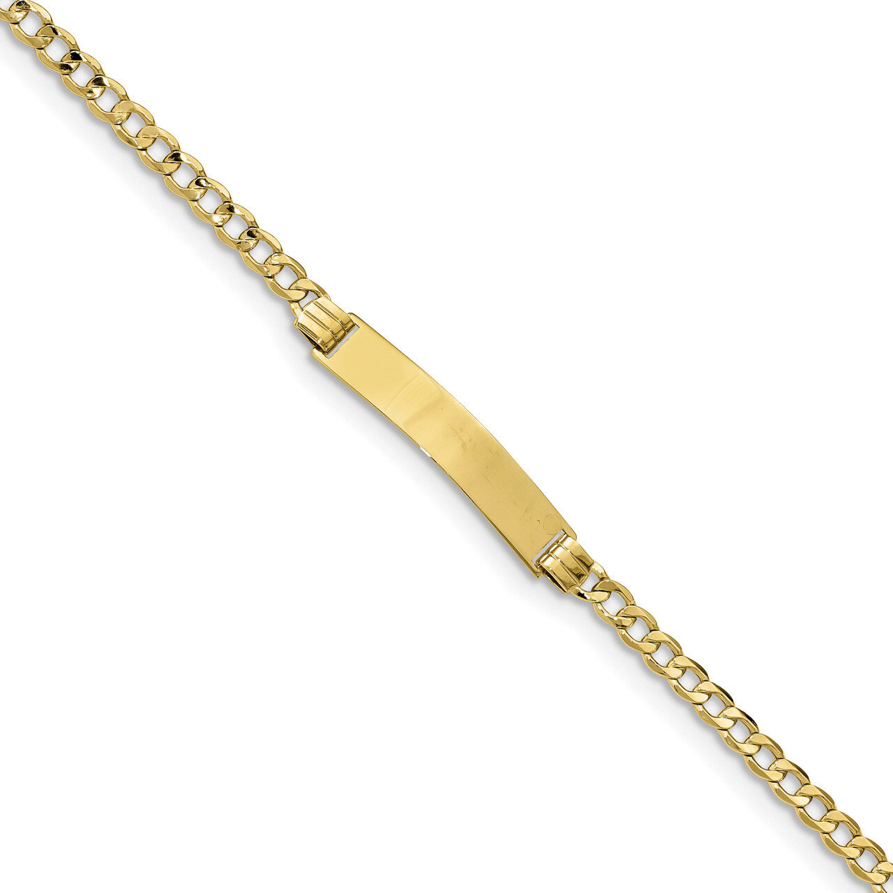 8 Inch Semi-solid Curb Link ID Bracelet 10k Gold 10DCID106-8, MPN: 10DCID106-8, 191101440540