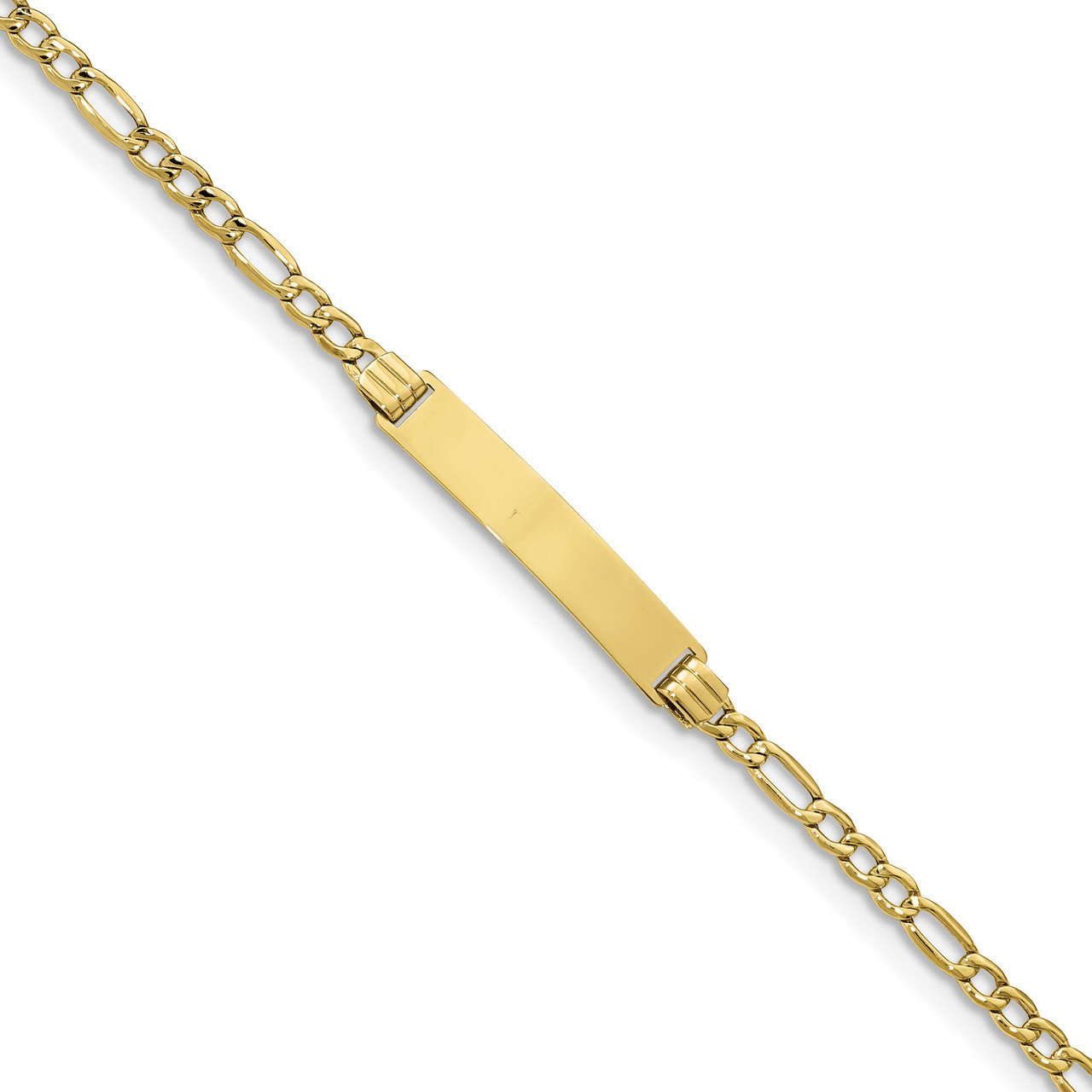 7 Inch Semi-solid Figaro Link ID Bracelet 10k Gold 10DCID107-7, MPN: 10DCID107-7, 191101440557