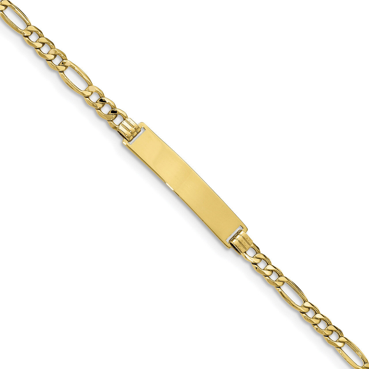 7 Inch Semi-solid Figaro Link ID Bracelet 10k Gold 10DCID108-7, MPN: 10DCID108-7, 191101440571