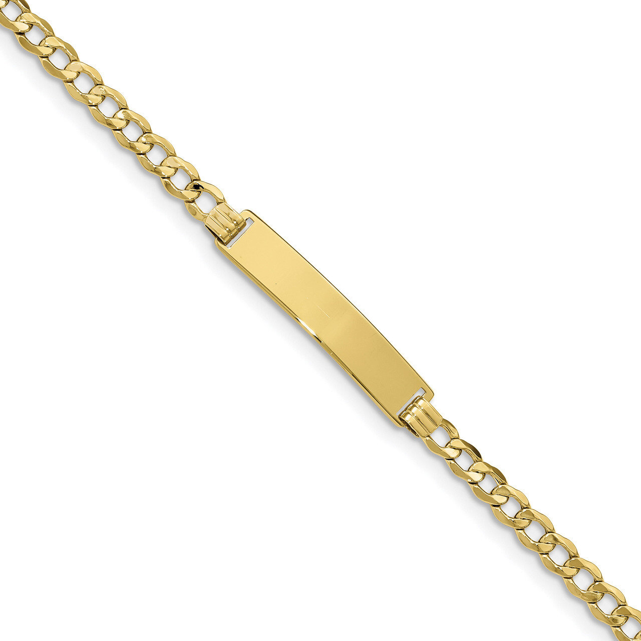 7 Inch Semi-solid Curb Link ID Bracelet 10k Gold 10DCID110-7