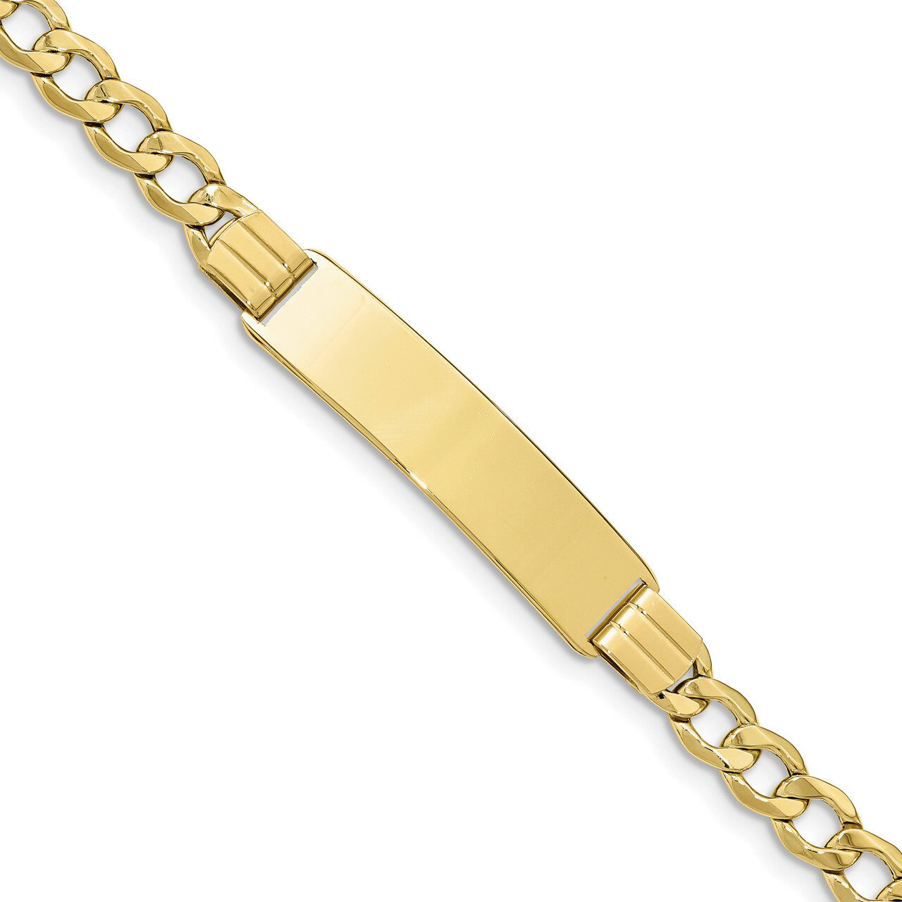 8 Inch Semi-solid Curb Link ID Bracelet 10k Gold 10DCID111-8