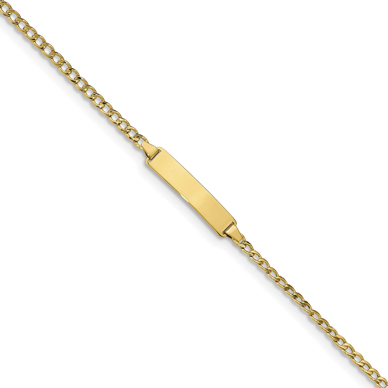 5.5 Inch Semi-solid Curb Link ID Bracelet 10k Gold 10DCID132-5.5