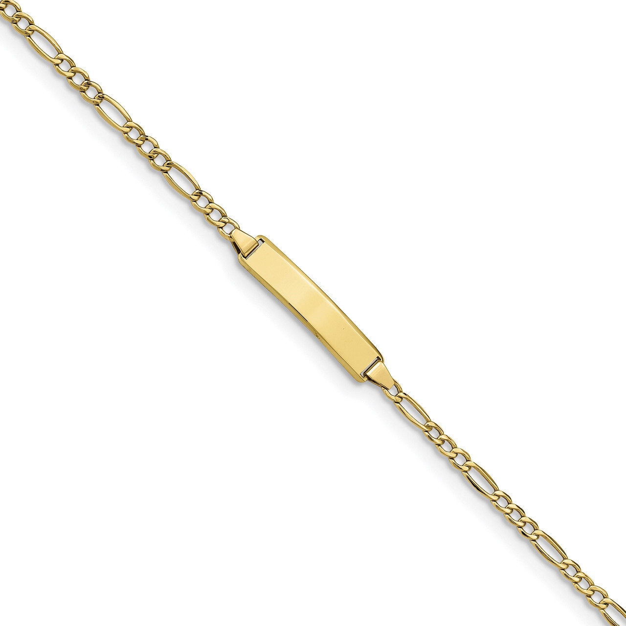 5.5 Inch Semi-solid Figaro Link ID Bracelet 10k Gold 10DCID134-5.5