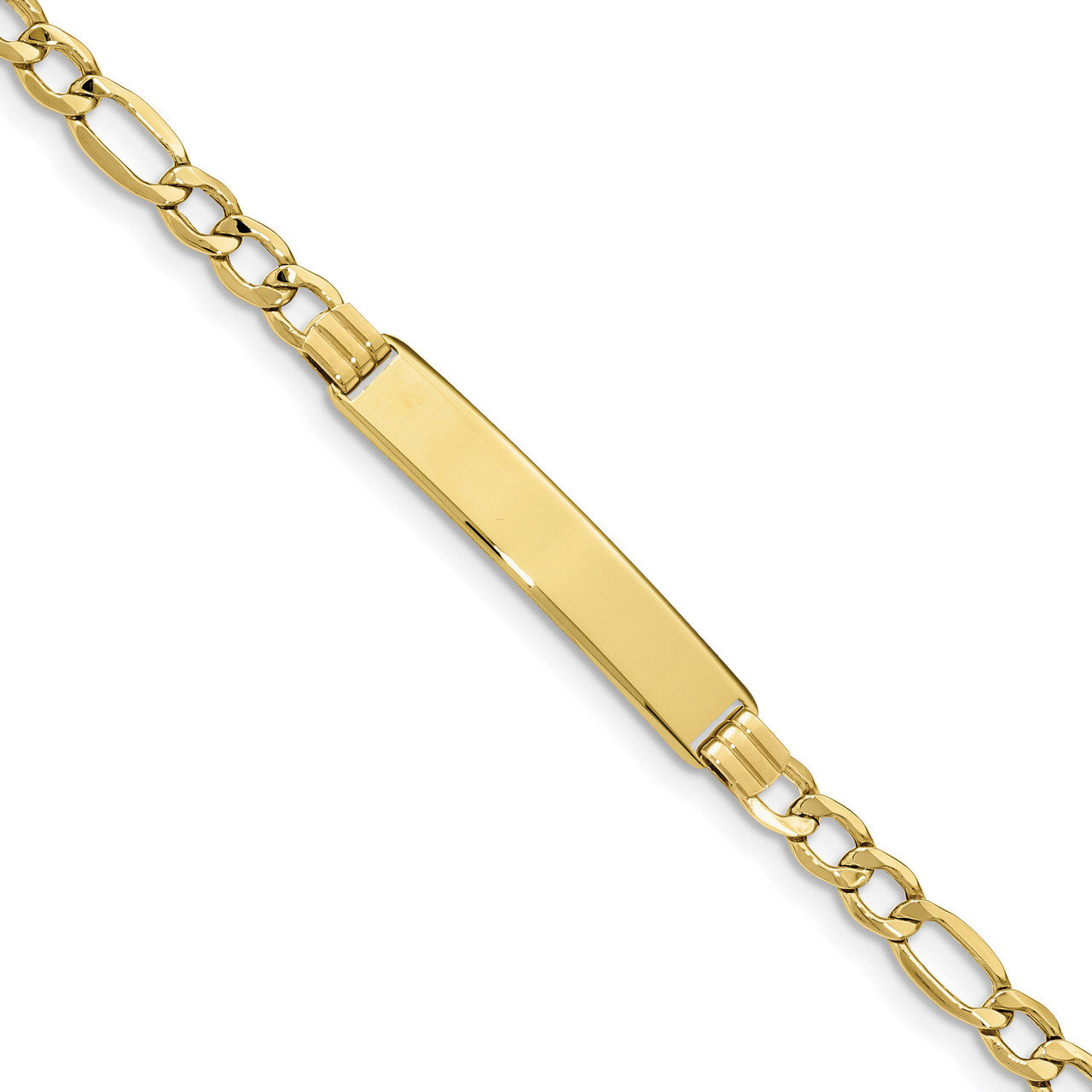 7 Inch Semi-solid Figaro Link ID Bracelet 10k Gold 10DCID135-7