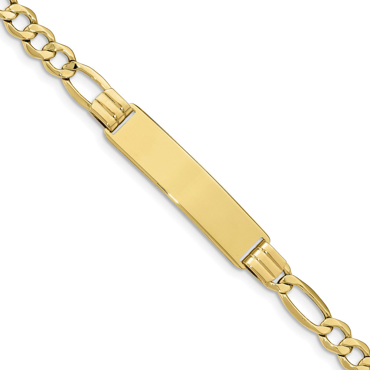 8 Inch Semi-solid Figaro Link ID Bracelet 10k Gold 10DCID136-8, MPN: 10DCID136-8, 191101440731