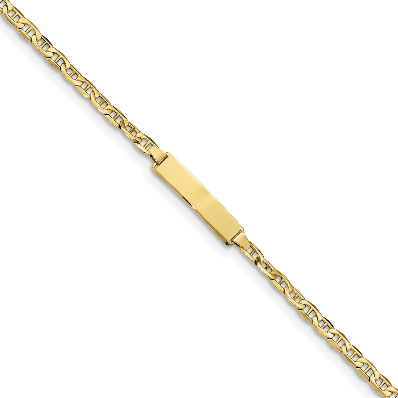 6 Inch Semi-solid Anchor Link ID Bracelet 10k Gold 10DCID139-6