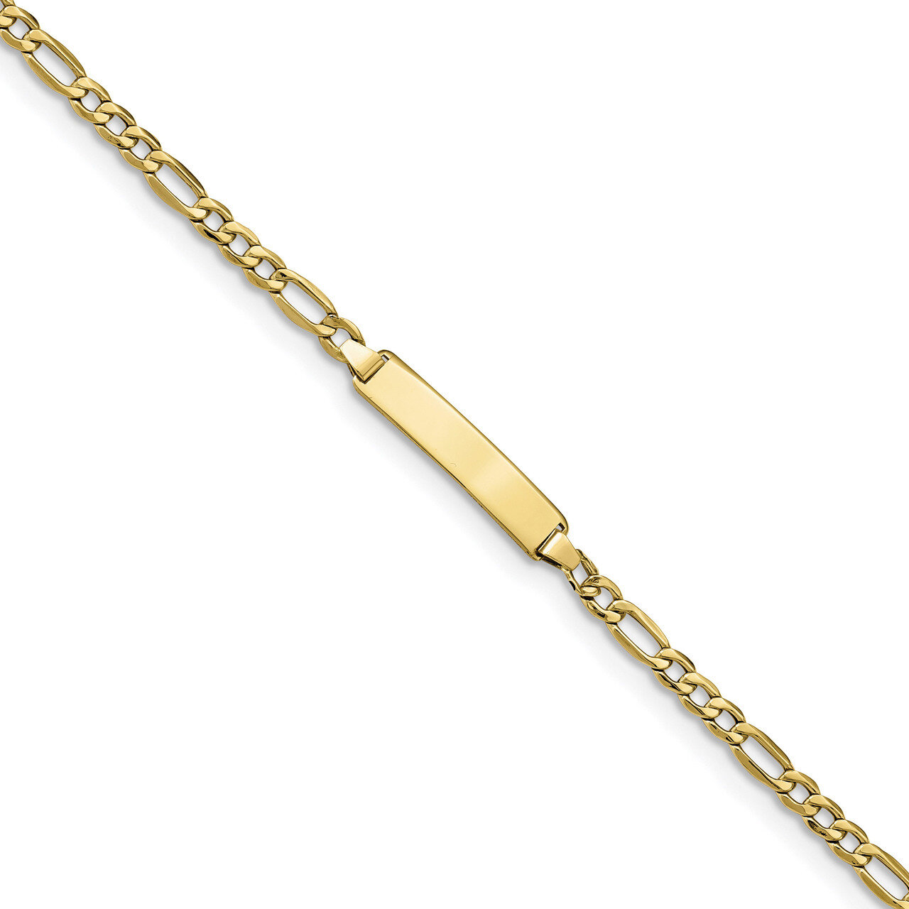 6 Inch Semi-solid Figaro Link ID Bracelet 10k Gold 10DCID140-6