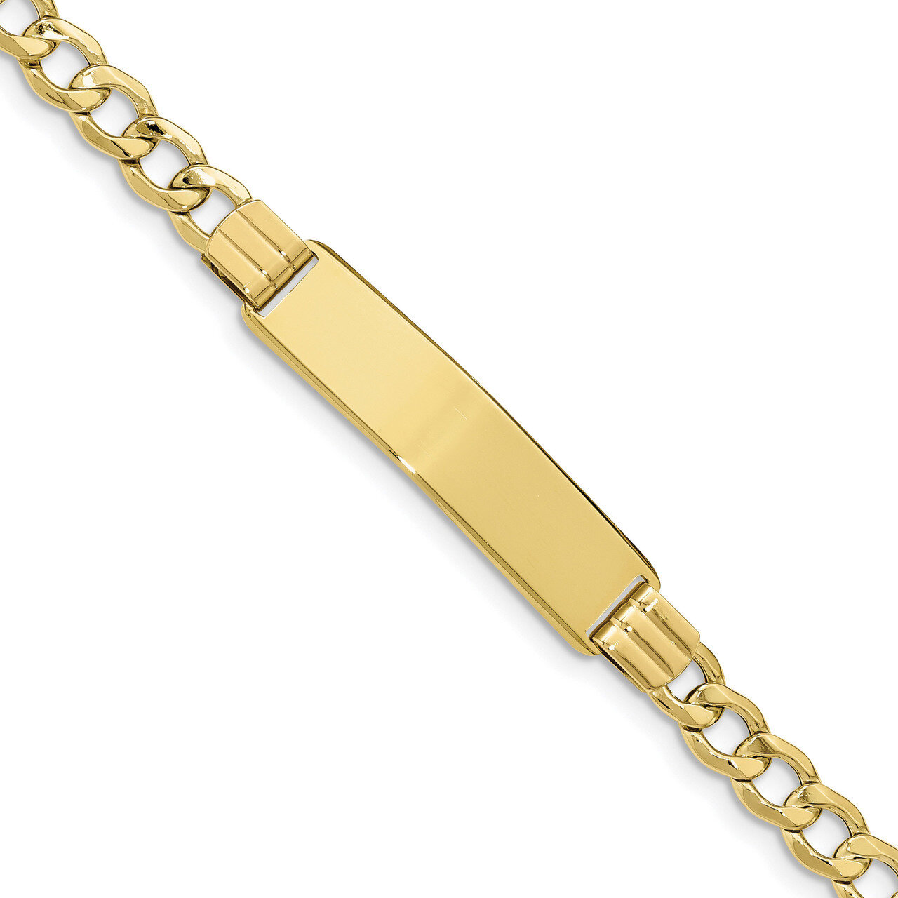 7 Inch Semi-solid Curb Link ID Bracelet 10k Gold 10DCID142-7