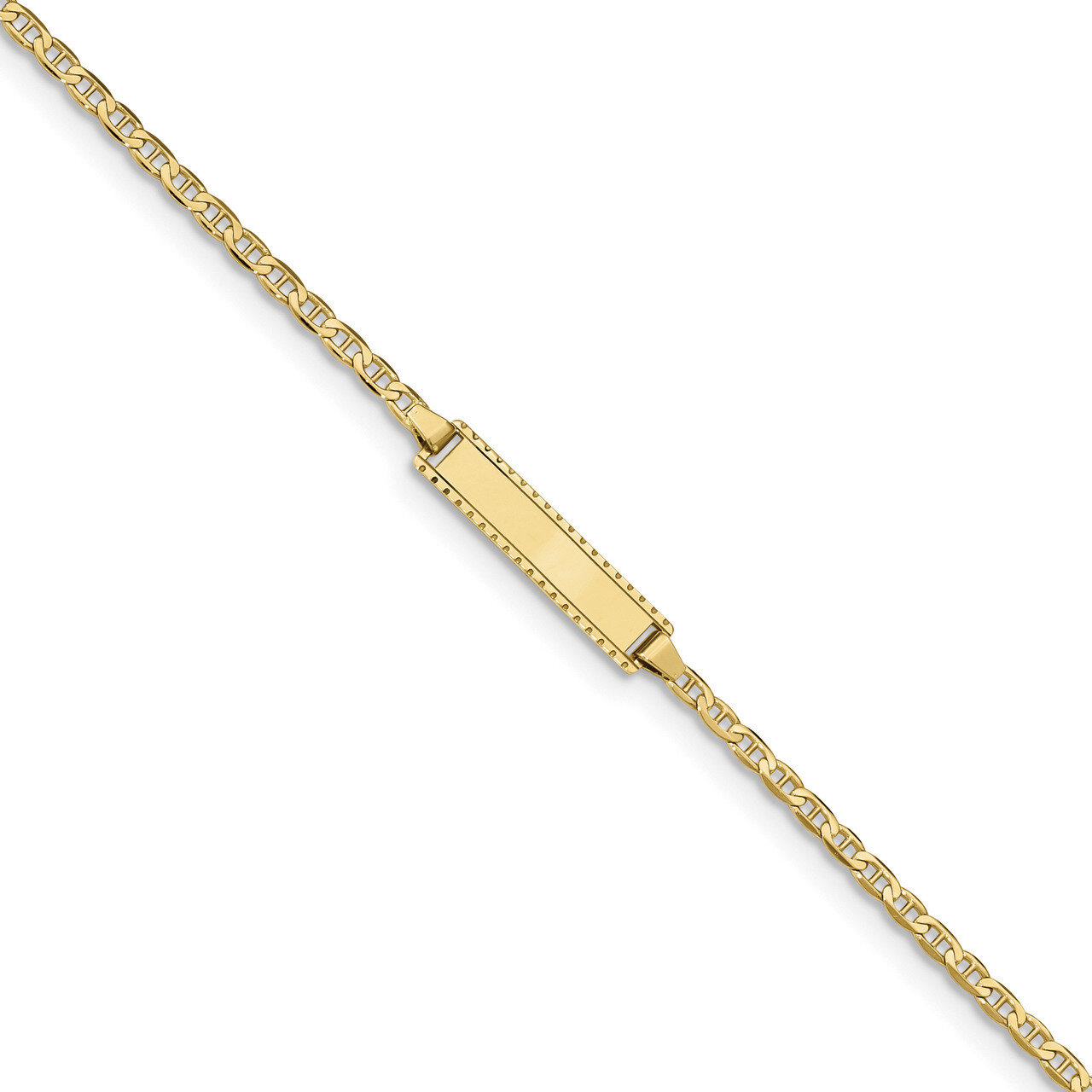 6 Inch Flat Anchor Link ID Bracelet 10k Gold 10DCID86-6