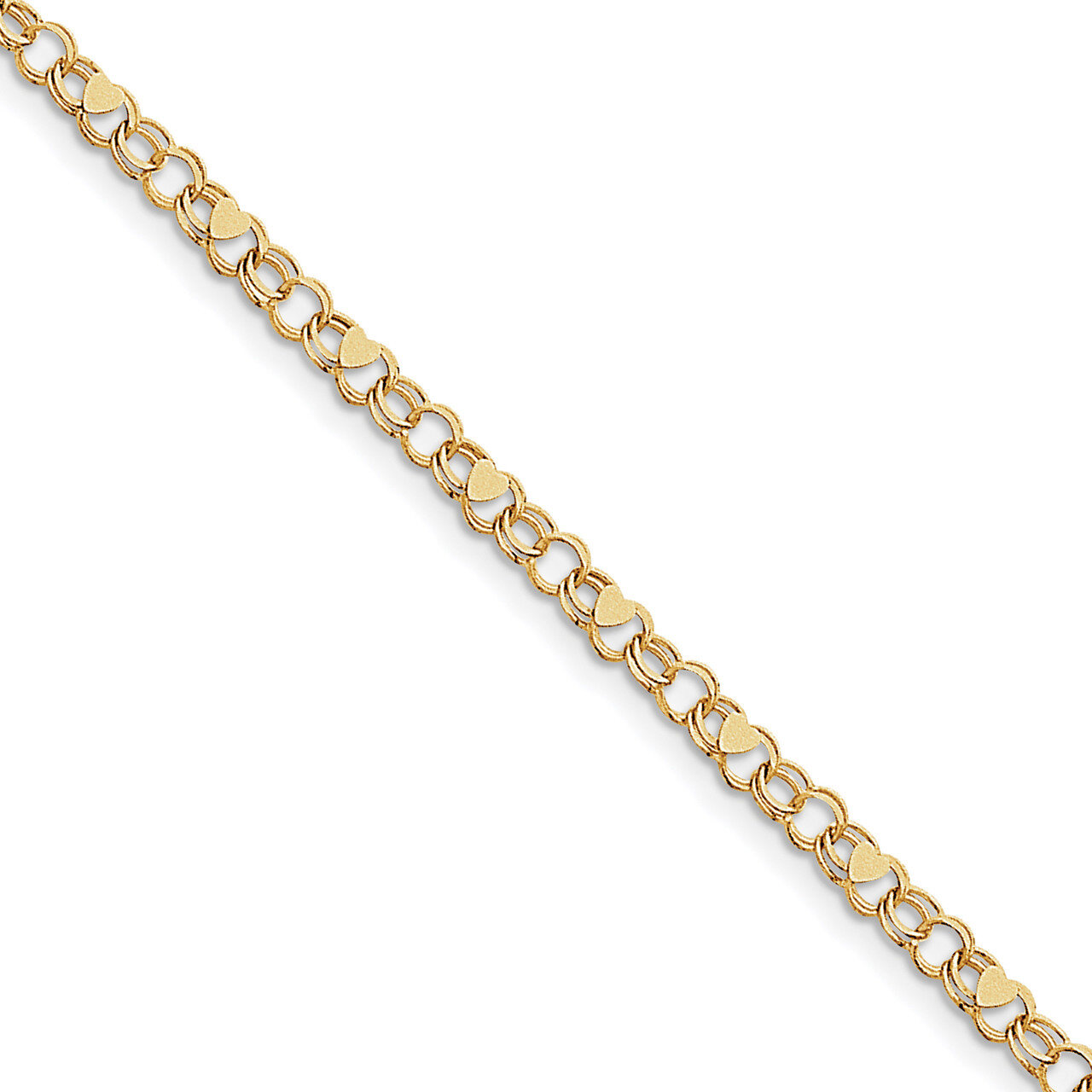 7 Inch Double Link Heart Charm Bracelet 10k Gold 10DO499-7, MPN: 10DO499-7, 191101440861