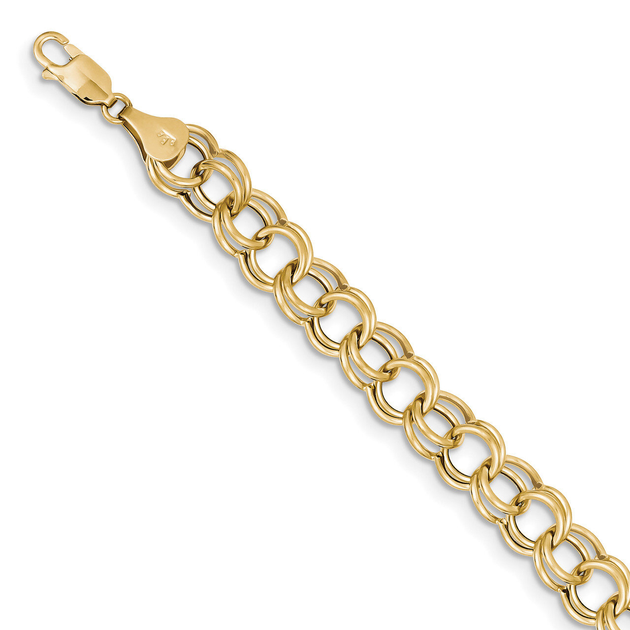 7 Inch Hollow Double Link Charm Bracelet 10k Gold 10DO520-7